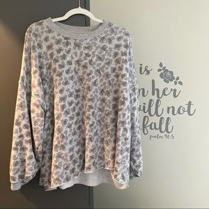 Aerie Gray Leopard Print Sunday Soft Sweatshirt